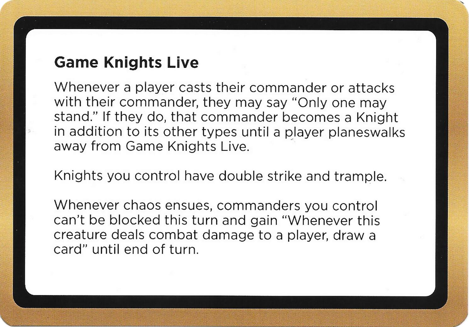 Game Knights Live (Black Lotus Unknown Planechase) [Oversize Cards] | Clutch Gaming