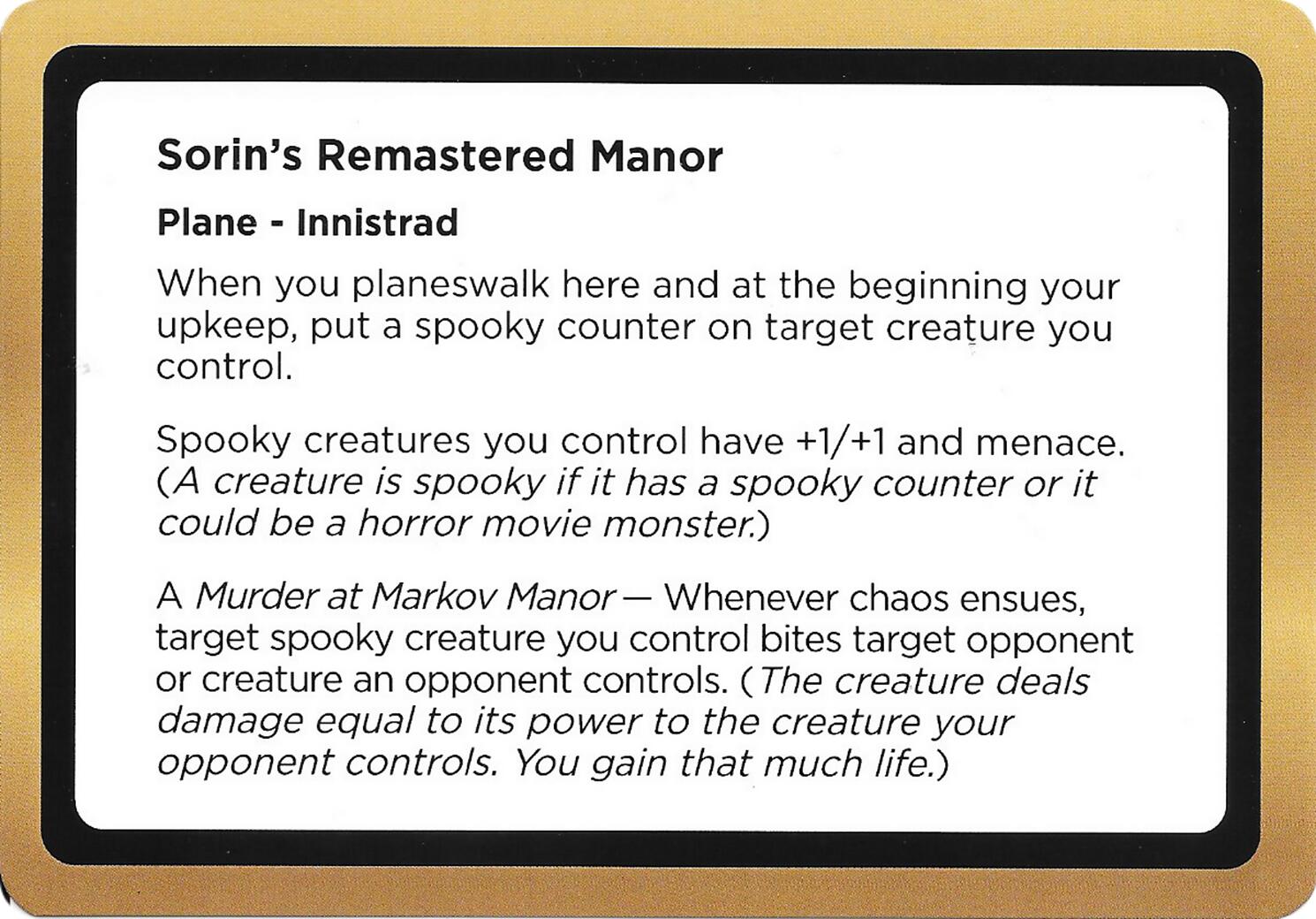 Sorin's Remastered Manor (Black Lotus Unknown Planechase) [Oversize Cards] | Clutch Gaming