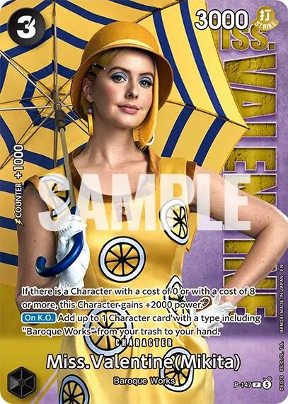 Miss.Valentine (Mikita) - P-147 (Premium Card Collection -Live Action Edition Vol.2 Baroque Works-) [One Piece Promotion Cards] | Clutch Gaming