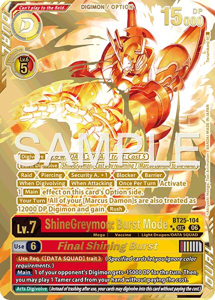 ShineGreymon: Burst Mode // Final Shining Burst [BT25-104] (Rare Pull) [Dual Revolution] | Clutch Gaming