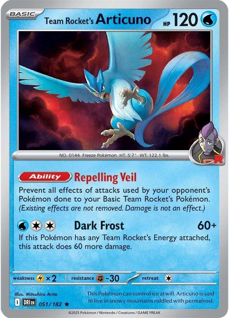 Team Rocket's Articuno (051/182) (Non-Holo) (Deck Exclusive) [Scarlet & Violet: Destined Rivals] | Clutch Gaming