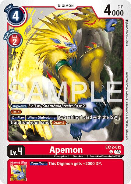 Apemon [EX12-012] [Digital World Shambala] | Clutch Gaming