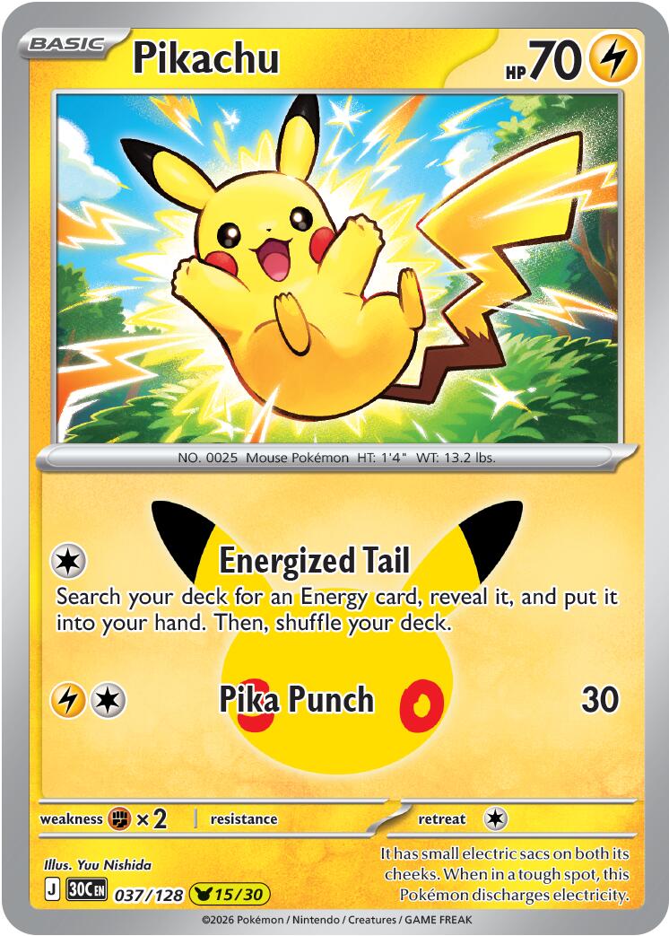 Pikachu (037/128) [Mega Evolution: 30th Celebration] | Clutch Gaming