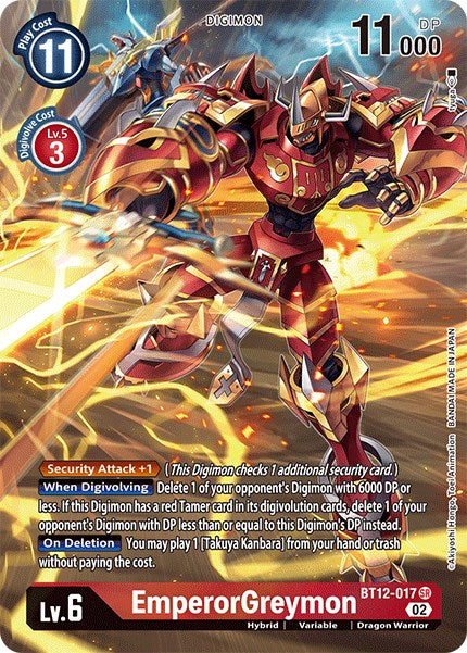 EmperorGreymon [BT12-017] (Alternate Art) [Across Time] | Clutch Gaming