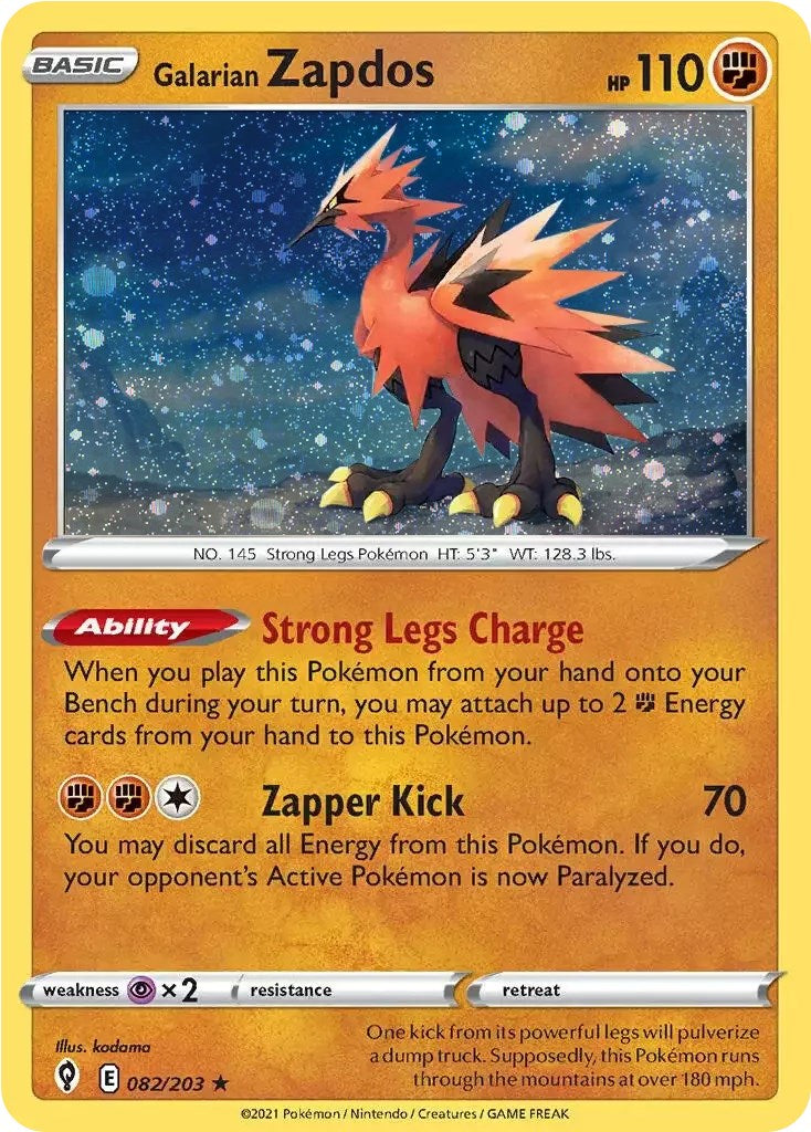 Galarian Zapdos (082/203) (Cosmos Holo) [Sword & Shield: Evolving Skies] | Clutch Gaming