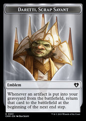 Thopter // Emblem - Daretti, Scrap Savant Double-Sided Token [Commander Masters Tokens] | Clutch Gaming