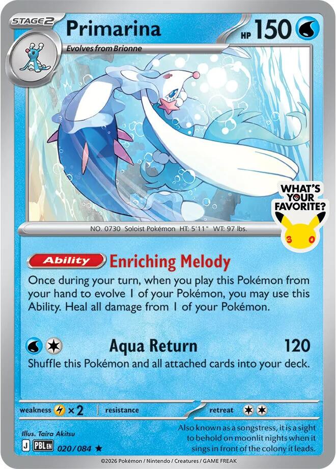 Primarina (020/084) (What's Your Favorite Stamp) [Mega Evolution: Pitch Black] | Clutch Gaming