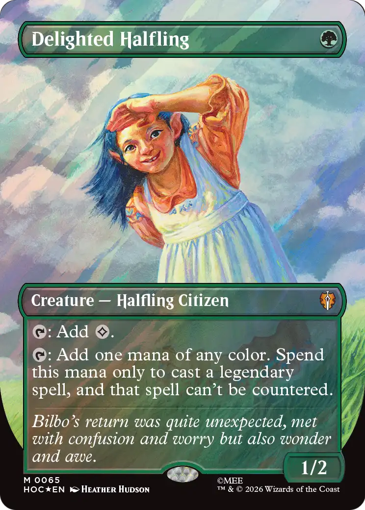 Delighted Halfling (Borderless) (Surge Foil) [The Hobbit] | Clutch Gaming
