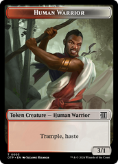 Treasure // Human Warrior Double-Sided Token [Outlaws of Thunder Junction Tokens] | Clutch Gaming