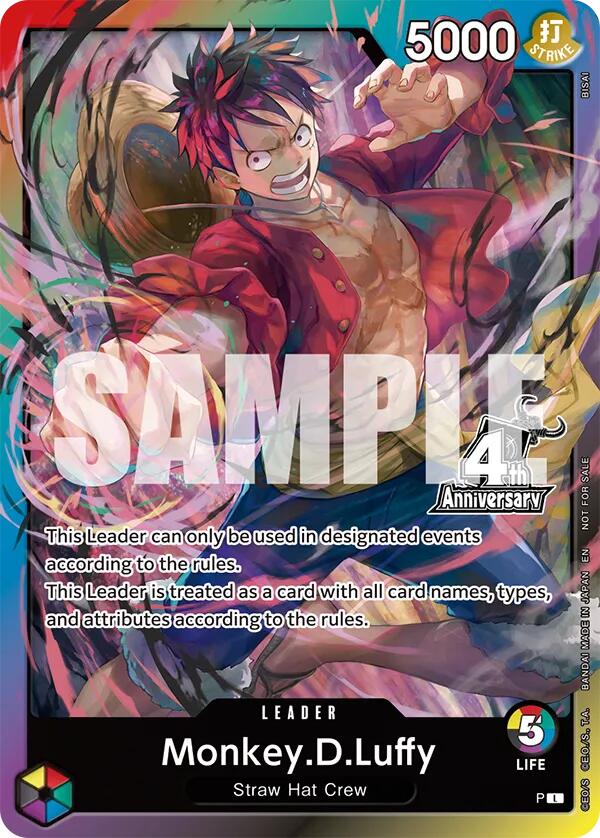 Monkey.D.Luffy (4th Anniversary Leader Card) [One Piece Promotion Cards] | Clutch Gaming
