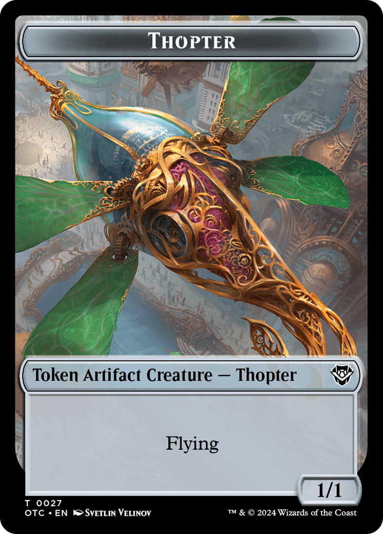 Thopter // Manifest Double-Sided Token [Outlaws of Thunder Junction Commander Tokens] | Clutch Gaming