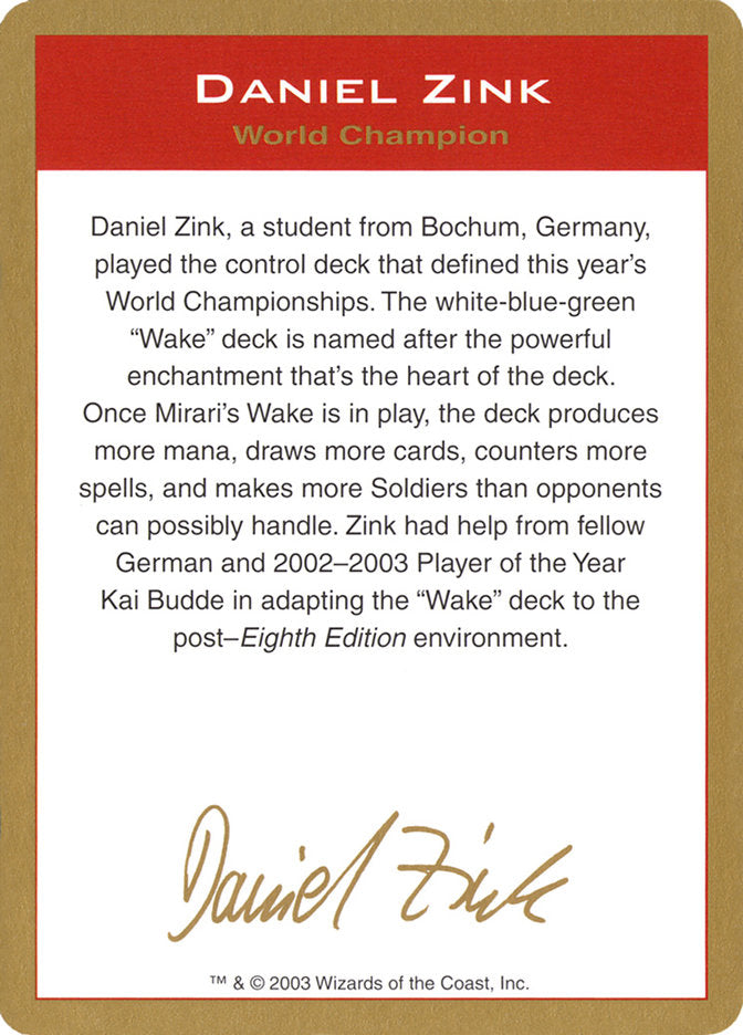 Daniel Zink Bio [World Championship Decks 2003] | Clutch Gaming