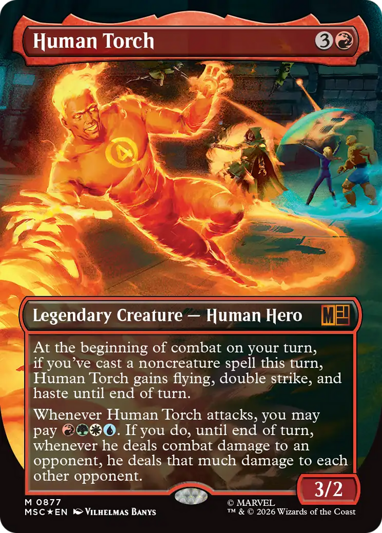 Human Torch (Borderless) (Surge Foil) [Marvel Super Heroes Commander] | Clutch Gaming