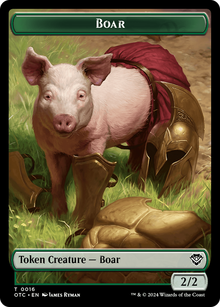 Boar // Manifest Double-Sided Token [Outlaws of Thunder Junction Commander Tokens] | Clutch Gaming