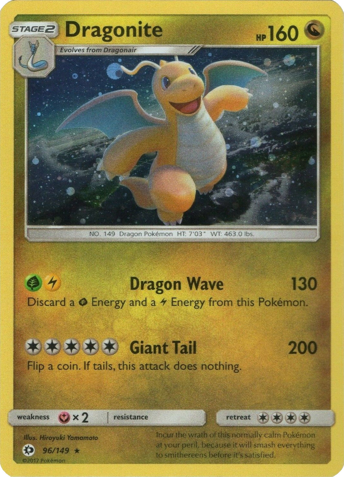 Dragonite (96/149) (Cosmos Holo) [Sun & Moon: Base Set] | Clutch Gaming