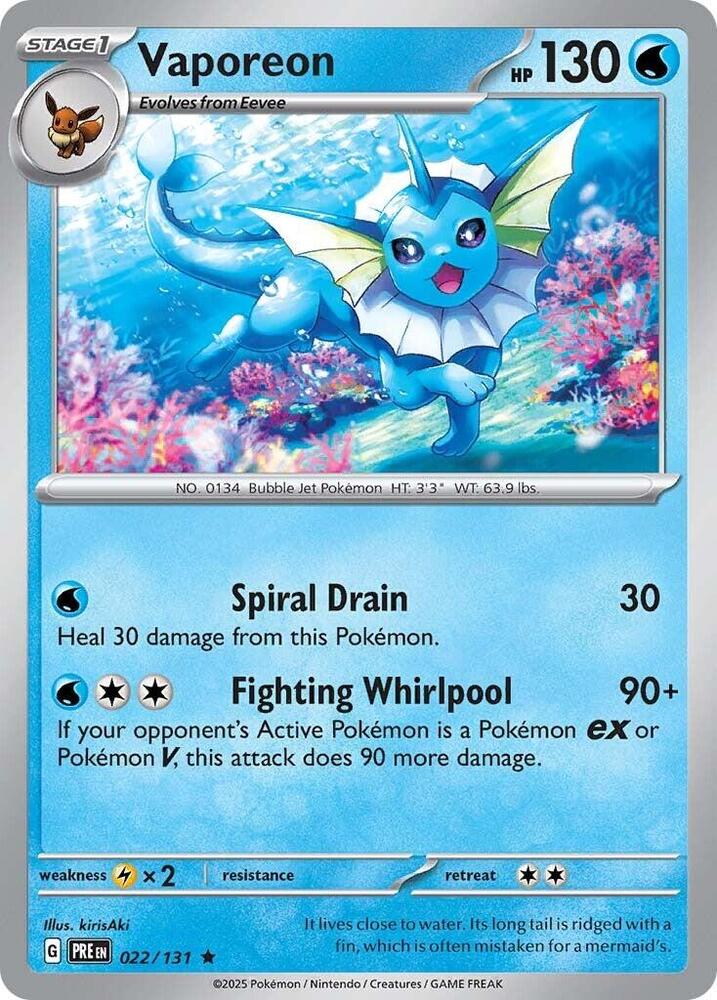 Vaporeon (022/131) [Scarlet & Violet: Prismatic Evolutions] | Clutch Gaming