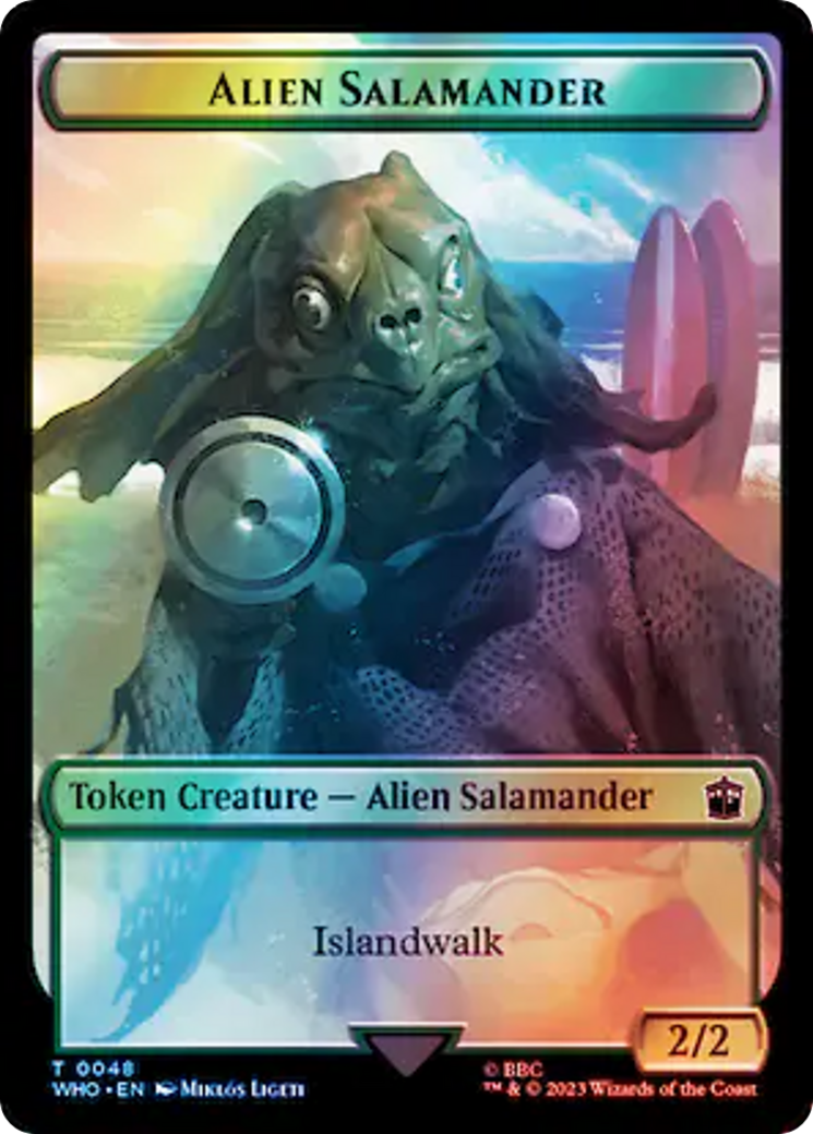 Horse // Alien Salamander Double-Sided Token (Surge Foil) [Doctor Who Tokens] | Clutch Gaming