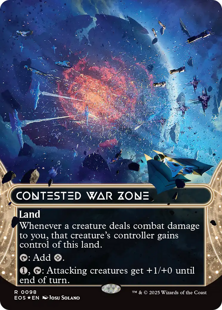 Contested War Zone (0098) (Borderless) (Galaxy Foil) [Edge of Eternities: Stellar Sights] | Clutch Gaming