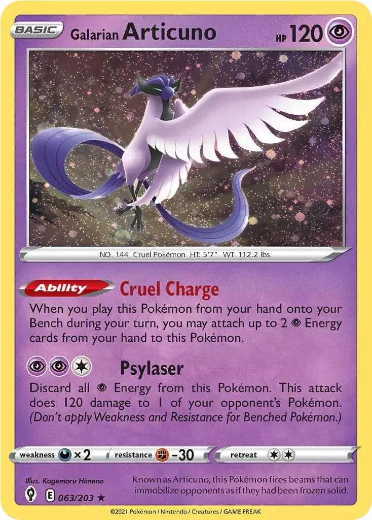 Galarian Articuno (063/203) (Cosmos Holo) [Sword & Shield: Evolving Skies] | Clutch Gaming