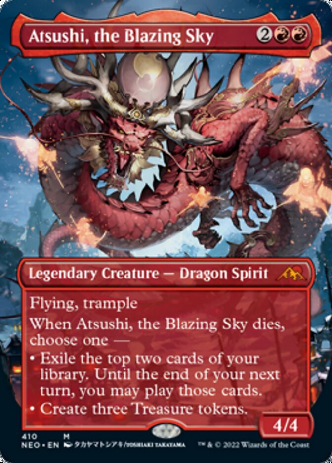 Atsushi, the Blazing Sky (Borderless Alternate Art) [Kamigawa: Neon Dynasty] | Clutch Gaming