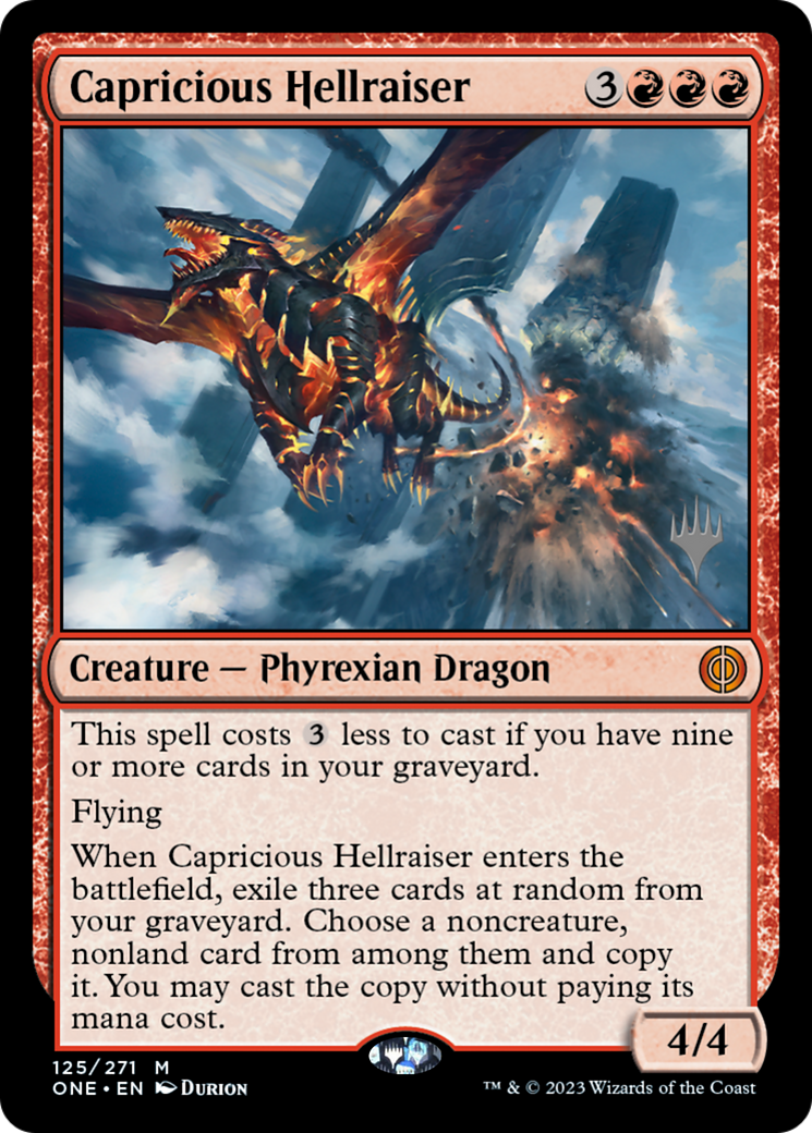 Capricious Hellraiser (Promo Pack) [Phyrexia: All Will Be One Promos] | Clutch Gaming
