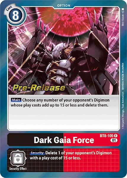 Dark Gaia Force [BT8-105] [New Awakening Pre-Release Cards] | Clutch Gaming