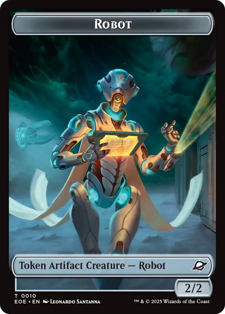 Robot // Emblem - Tezzeret, Cruel Captain Double-Sided Token [Edge of Eternities Tokens] | Clutch Gaming