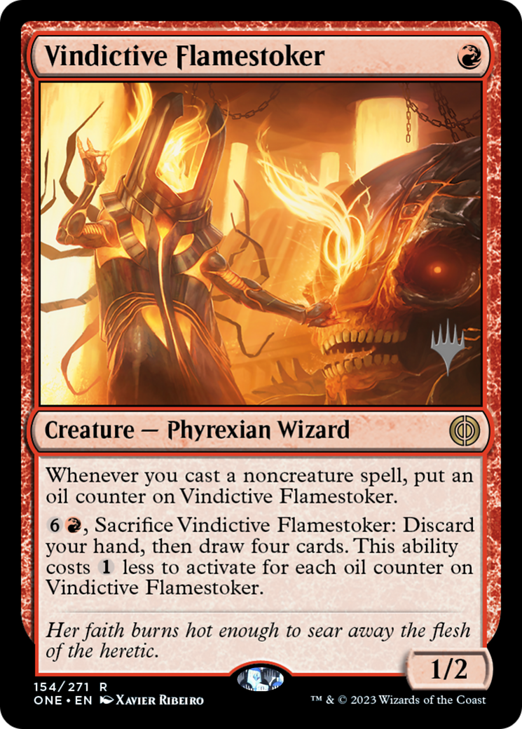 Vindictive Flamestoker (Promo Pack) [Phyrexia: All Will Be One Promos] | Clutch Gaming