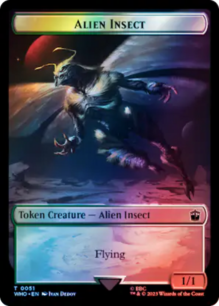 Alien Angel // Alien Insect Double-Sided Token (Surge Foil) [Doctor Who Tokens] | Clutch Gaming