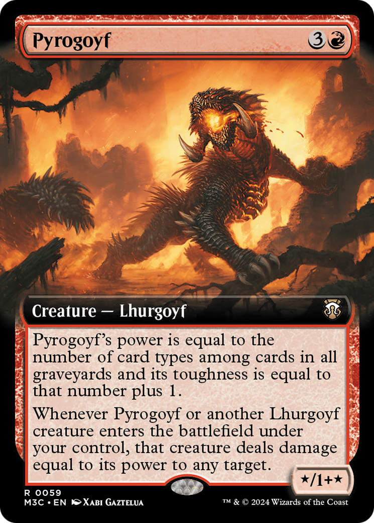 Pyrogoyf (Extended Art) (Ripple Foil) [Modern Horizons 3 Commander] | Clutch Gaming