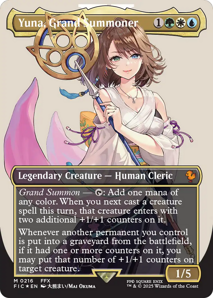 Yuna, Grand Summoner (Borderless) (Surge Foil) [FINAL FANTASY Commander] | Clutch Gaming