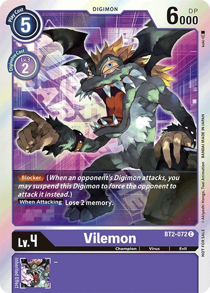 Vilemon [BT2-072] (Event Pack 1) [Release Special Booster Promos] | Clutch Gaming