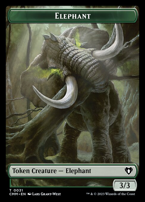 Clue // Elephant Double-Sided Token [Commander Masters Tokens] | Clutch Gaming