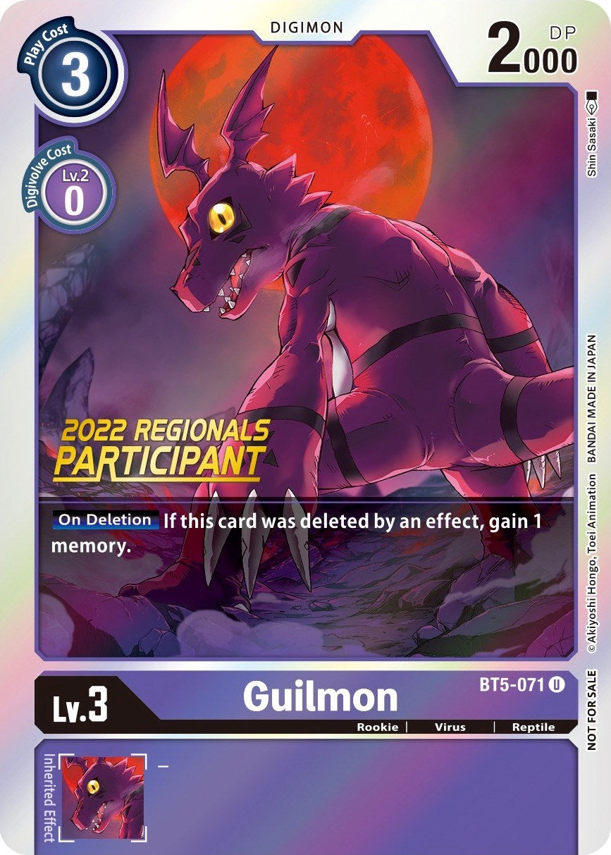 Guilmon [BT5-071] (2022 Championship Offline Regional) (Online Participant) [Battle of Omni Promos] | Clutch Gaming