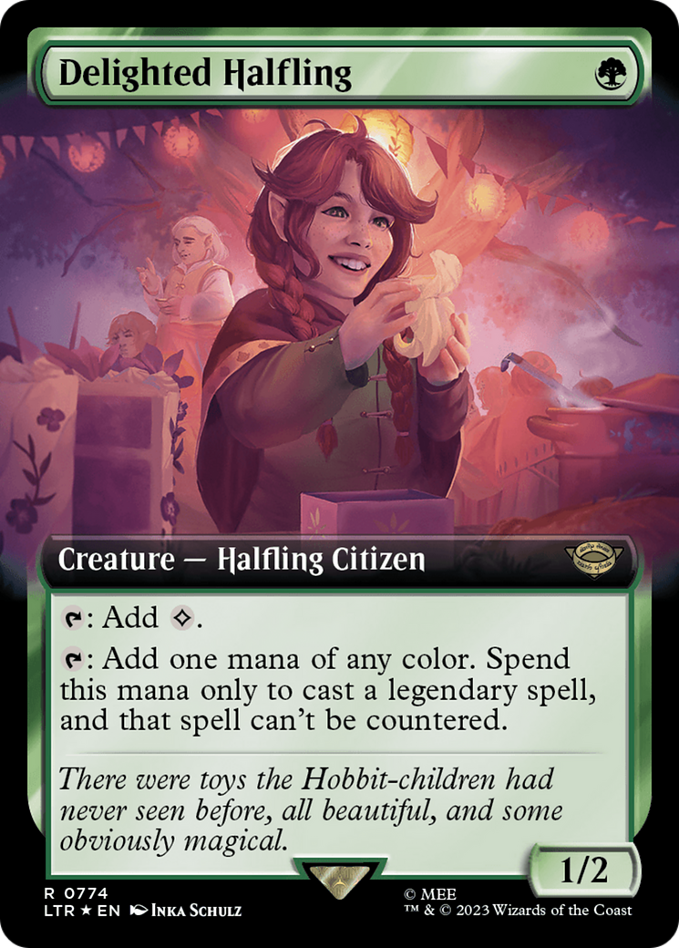 Delighted Halfling (Extended Art) (Surge Foil) [The Lord of the Rings: Tales of Middle-Earth] | Clutch Gaming