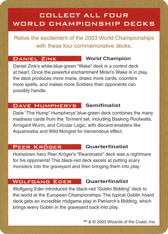 2003 World Championships Ad [World Championship Decks 2003] | Clutch Gaming