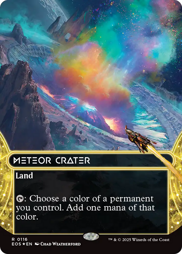 Meteor Crater (0116) (Borderless) (Galaxy Foil) [Edge of Eternities: Stellar Sights] | Clutch Gaming