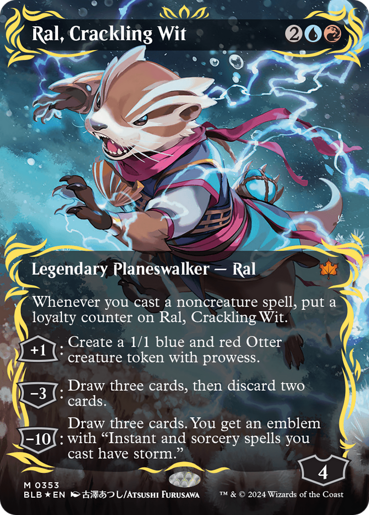 Ral, Crackling Wit (Borderless) (Raised Foil) [Bloomburrow] | Clutch Gaming