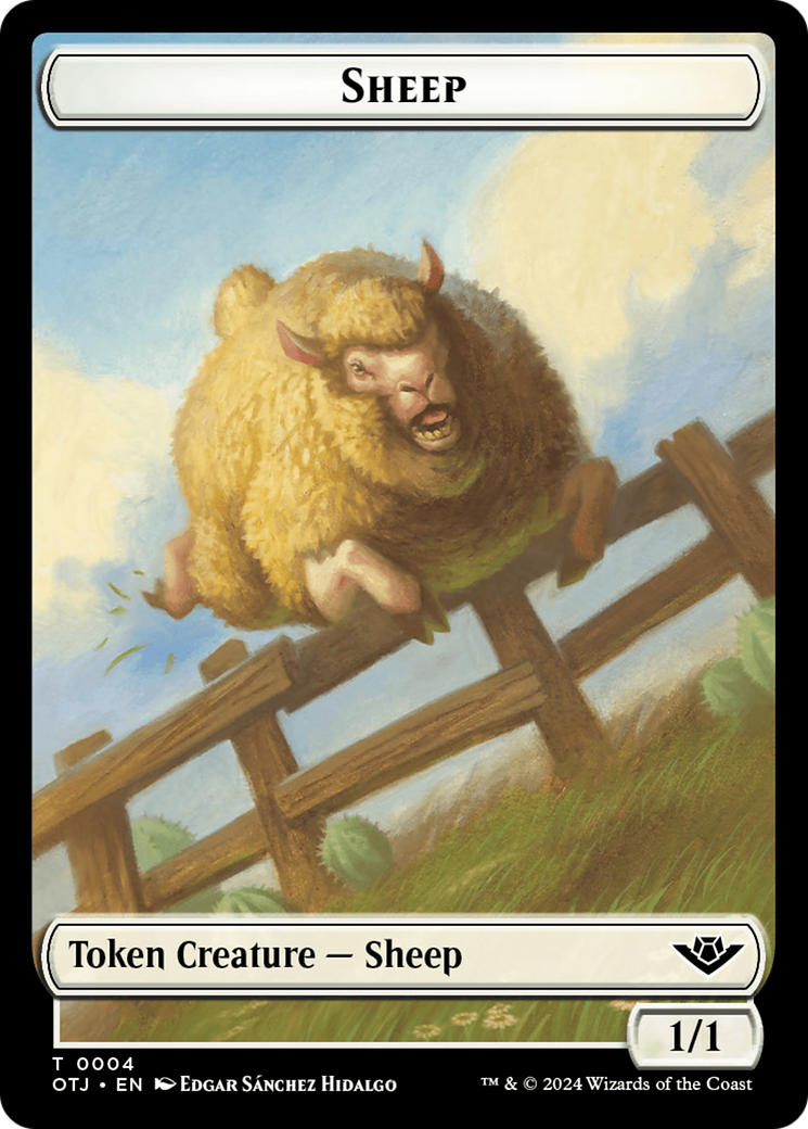 Mercenary // Sheep Double-Sided Token [Outlaws of Thunder Junction Tokens] | Clutch Gaming