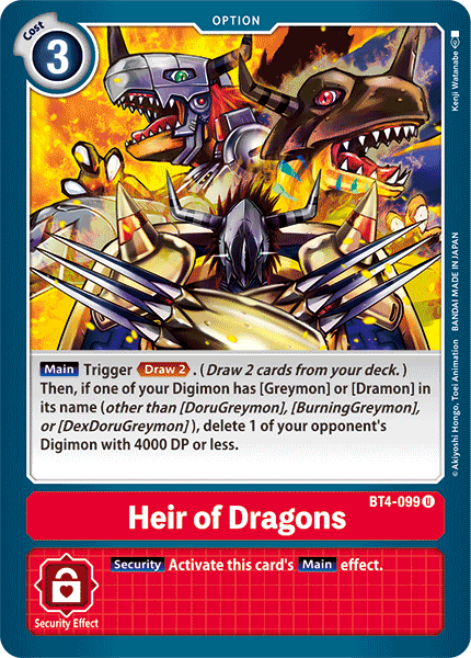 Heir of Dragons [BT4-099] [Great Legend] | Clutch Gaming