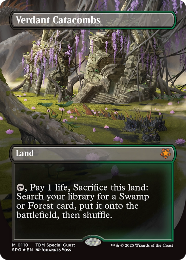 Verdant Catacombs (Borderless) (Dragonscale Foil) [Tarkir: Dragonstorm Special Guests] | Clutch Gaming