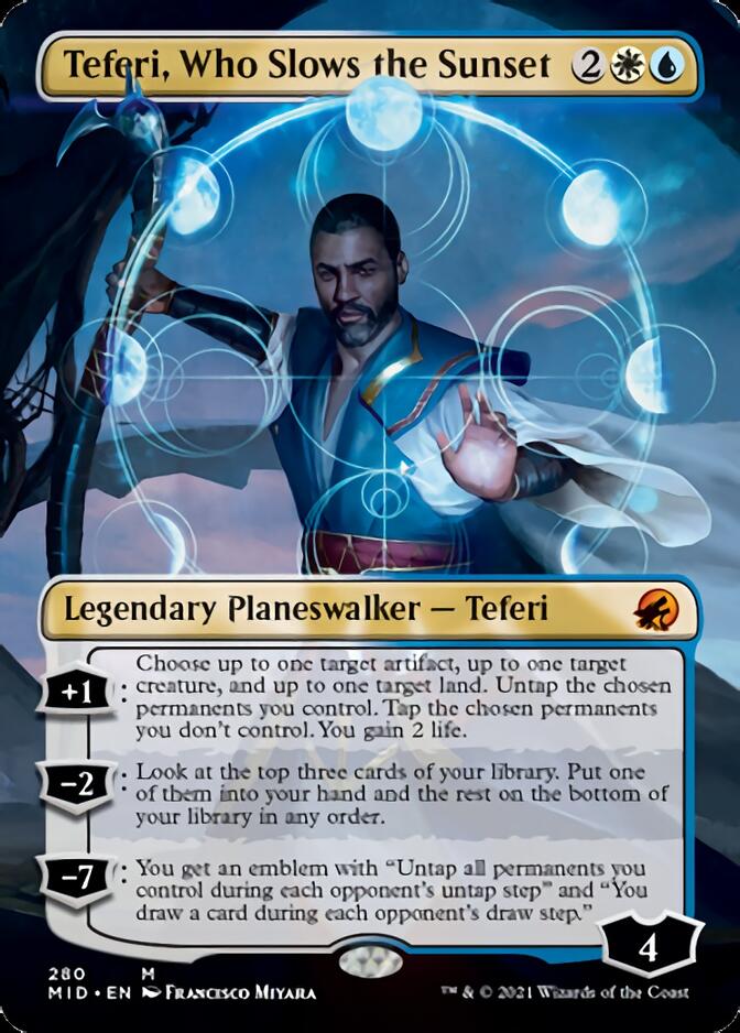 Teferi, Who Slows the Sunset (Borderless) [Innistrad: Midnight Hunt] | Clutch Gaming