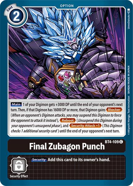 Final Zubagon Punch [BT4-109] [Great Legend] | Clutch Gaming