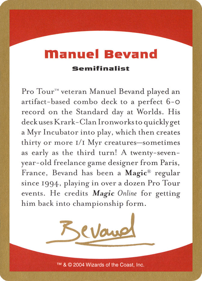 Manuel Bevand Bio [World Championship Decks 2004] | Clutch Gaming