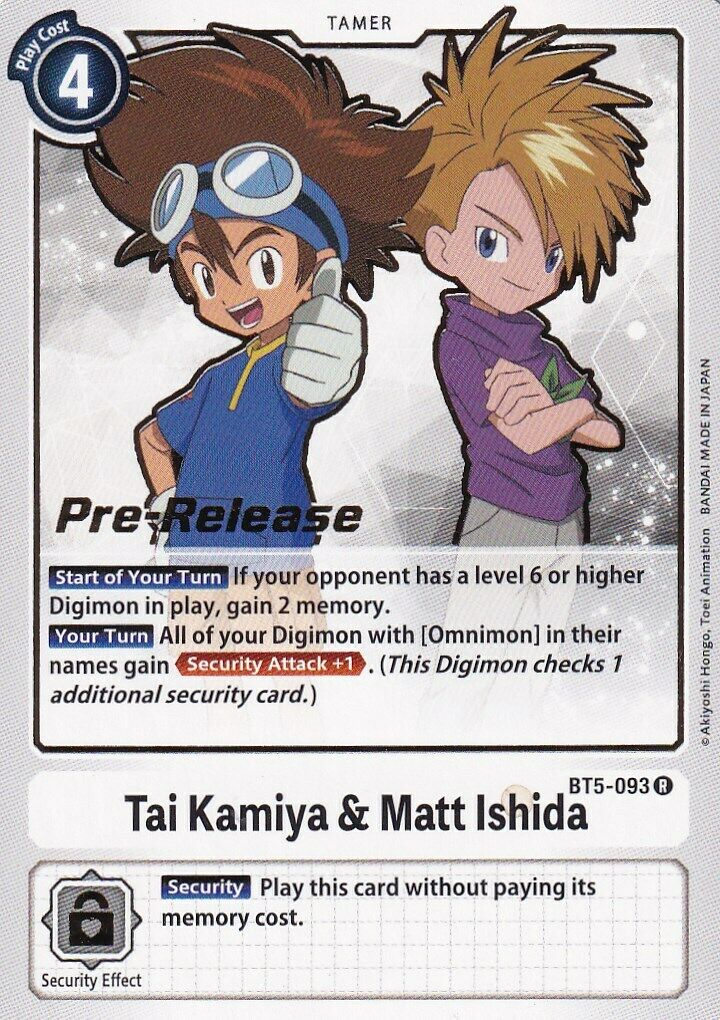 Tai Kamiya & Matt Ishida [BT5-093] [Battle of Omni Pre-Release Promos] | Clutch Gaming