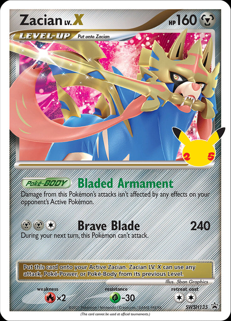 Zacian LV.X (SWSH135) (Celebrations) [Sword & Shield: Black Star Promos] | Clutch Gaming