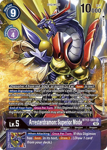 Arresterdramon: Superior Mode [BT12-083] (Alternate Art) [Across Time] | Clutch Gaming