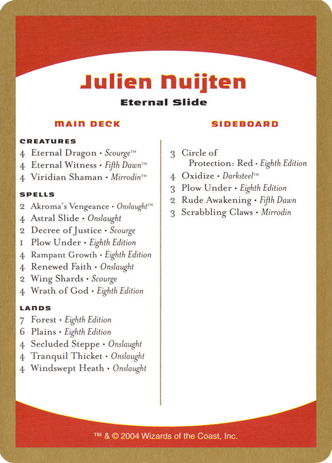 Julien Nuijten Decklist [World Championship Decks 2004] | Clutch Gaming