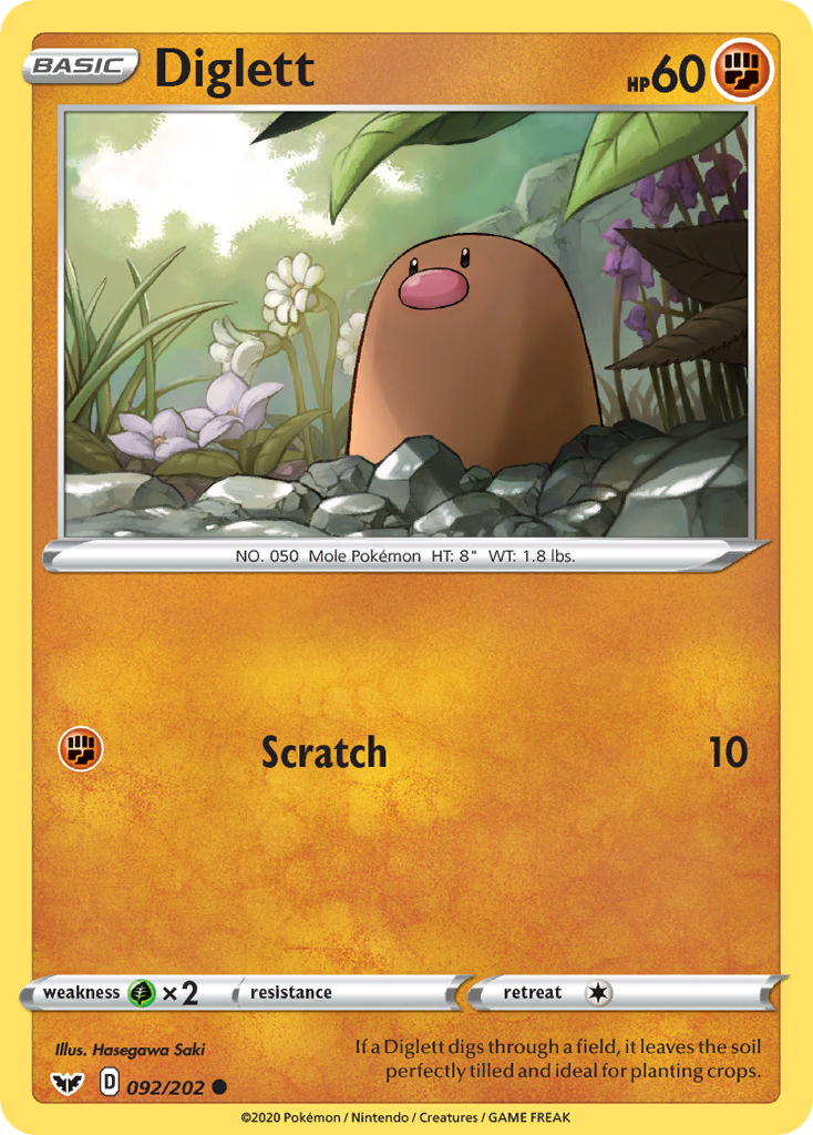 Diglett (092/202) [Sword & Shield: Base Set] | Clutch Gaming