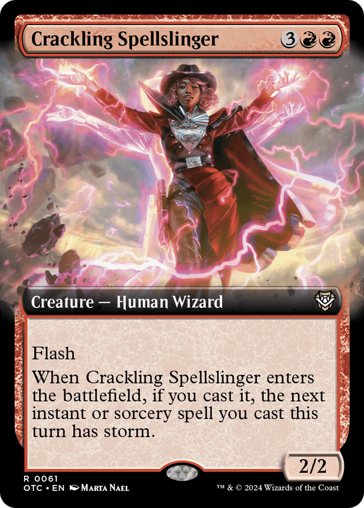 Crackling Spellslinger (Extended Art) [Outlaws of Thunder Junction Commander] | Clutch Gaming